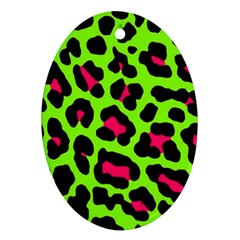 Neon Green Leopard Print Ornament (Oval)