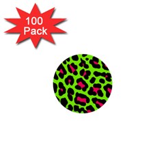 Neon Green Leopard Print 1  Mini Buttons (100 pack) 