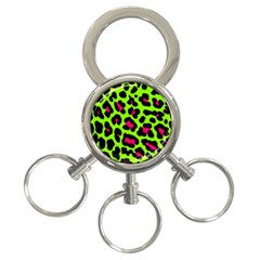 Neon Green Leopard Print 3-Ring Key Chains