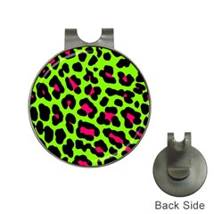 Neon Green Leopard Print Hat Clips with Golf Markers