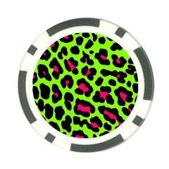 Neon Green Leopard Print Poker Chip Card Guard