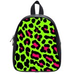 Neon Green Leopard Print School Bag (Small) Front