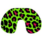 Neon Green Leopard Print Travel Neck Pillows Front