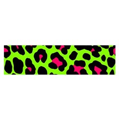 Neon Green Leopard Print Satin Scarf (Oblong)