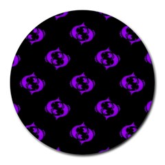 Purple Pisces On Black Background Round Mousepads by allthingseveryone