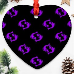 Purple Pisces On Black Background Ornament (heart) by allthingseveryone