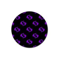 Purple Pisces On Black Background Rubber Coaster (round)  by allthingseveryone