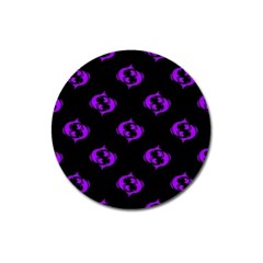 Purple Pisces On Black Background Magnet 3  (round) by allthingseveryone