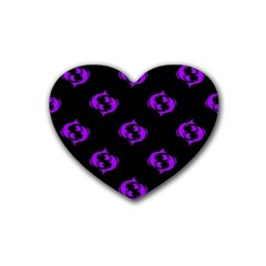 Purple Pisces On Black Background Heart Coaster (4 Pack)  by allthingseveryone