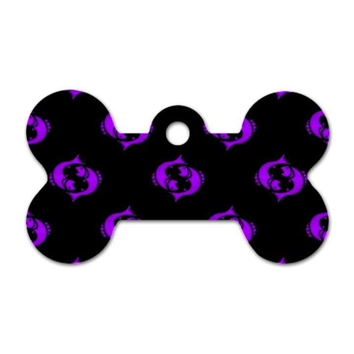 Purple Pisces On Black Background Dog Tag Bone (One Side)