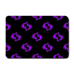 Purple Pisces On Black Background Small Doormat  by allthingseveryone