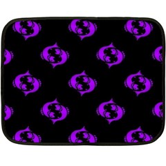 Purple Pisces On Black Background Fleece Blanket (mini) by allthingseveryone