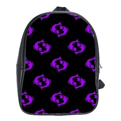 Purple Pisces On Black Background School Bag (large) by allthingseveryone