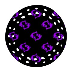 Purple Pisces On Black Background Ornament (round Filigree) by allthingseveryone