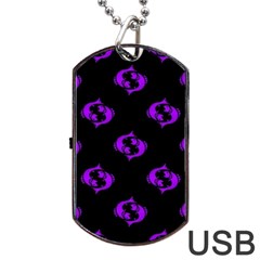 Purple Pisces On Black Background Dog Tag Usb Flash (two Sides) by allthingseveryone