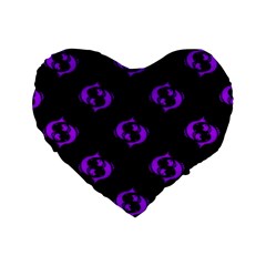 Purple Pisces On Black Background Standard 16  Premium Heart Shape Cushions by allthingseveryone