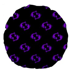 Purple Pisces On Black Background Large 18  Premium Flano Round Cushions by allthingseveryone