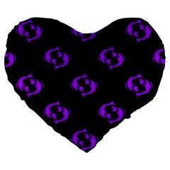 Purple Pisces On Black Background Large 19  Premium Flano Heart Shape Cushions by allthingseveryone