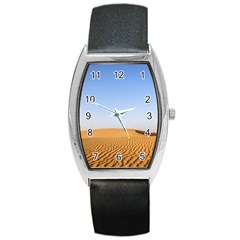 Desert Dunes With Blue Sky Barrel Style Metal Watch by Ucco