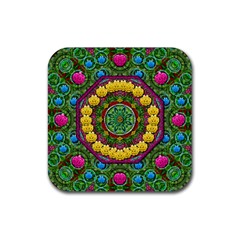 Bohemian Chic In Fantasy Style Rubber Coaster (square)  by pepitasart