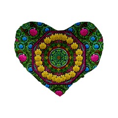 Bohemian Chic In Fantasy Style Standard 16  Premium Flano Heart Shape Cushions by pepitasart