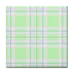 Green Pastel Plaid Tile Coasters by allthingseveryone