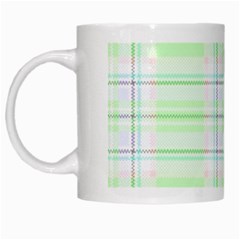 Green Pastel Plaid White Mugs by allthingseveryone