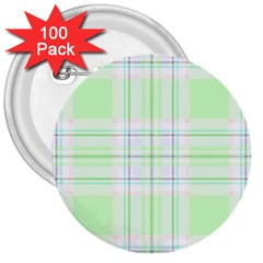 Green Pastel Plaid 3  Buttons (100 Pack)  by allthingseveryone