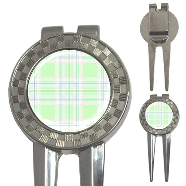 Green Pastel Plaid 3-in-1 Golf Divots