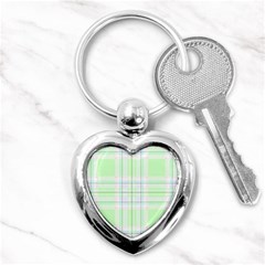 Green Pastel Plaid Key Chains (heart)  by allthingseveryone