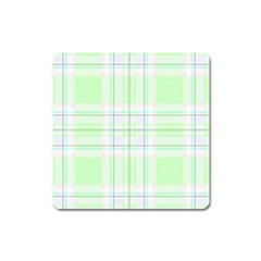 Green Pastel Plaid Square Magnet by allthingseveryone