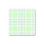 Green Pastel Plaid Square Magnet Front