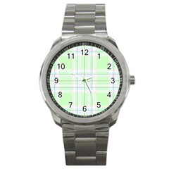 Green Pastel Plaid Sport Metal Watch by allthingseveryone