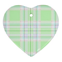 Green Pastel Plaid Heart Ornament (two Sides) by allthingseveryone