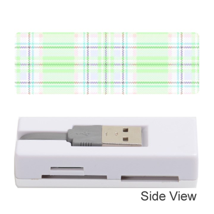 Green Pastel Plaid Memory Card Reader (Stick) 