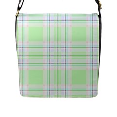 Green Pastel Plaid Flap Messenger Bag (l) 