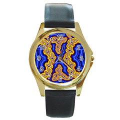 Emu Dreaming Round Gold Metal Watch by hogartharts