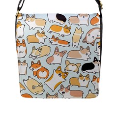 Corgilicious Corgi Doodle Art Flap Messenger Bag (l) 