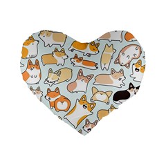 Corgilicious Corgi Doodle Art Standard 16  Premium Flano Heart Shape Cushions by Celenk