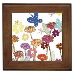 Flowers Butterflies Dragonflies Framed Tiles by Celenk