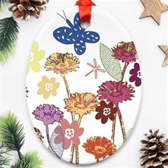 Flowers Butterflies Dragonflies Ornament (oval) by Celenk