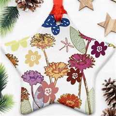 Flowers Butterflies Dragonflies Ornament (star) by Celenk