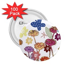 Flowers Butterflies Dragonflies 2 25  Buttons (100 Pack)  by Celenk