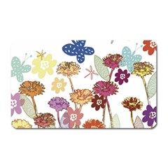 Flowers Butterflies Dragonflies Magnet (rectangular) by Celenk