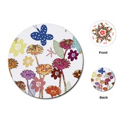 Flowers Butterflies Dragonflies Playing Cards (round) 