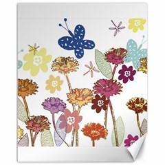 Flowers Butterflies Dragonflies Canvas 16  X 20   by Celenk