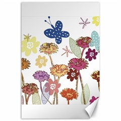 Flowers Butterflies Dragonflies Canvas 24  X 36  by Celenk