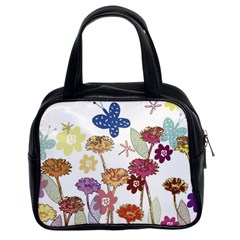 Flowers Butterflies Dragonflies Classic Handbags (2 Sides) by Celenk