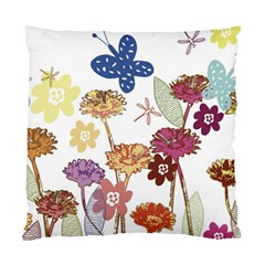 Flowers Butterflies Dragonflies Standard Cushion Case (two Sides) by Celenk