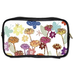 Flowers Butterflies Dragonflies Toiletries Bags by Celenk